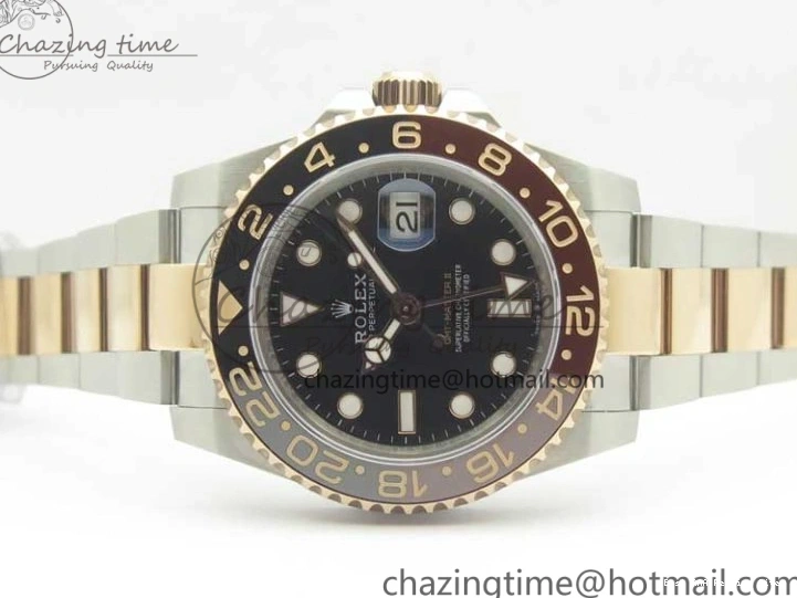 AAA Replica Watches Best Black Resilient BP RG GMT-Master RG Bezel Brown Black II on 126711CHNR SS Bracelet 3365 Dial Edition Ceramic SS 0118